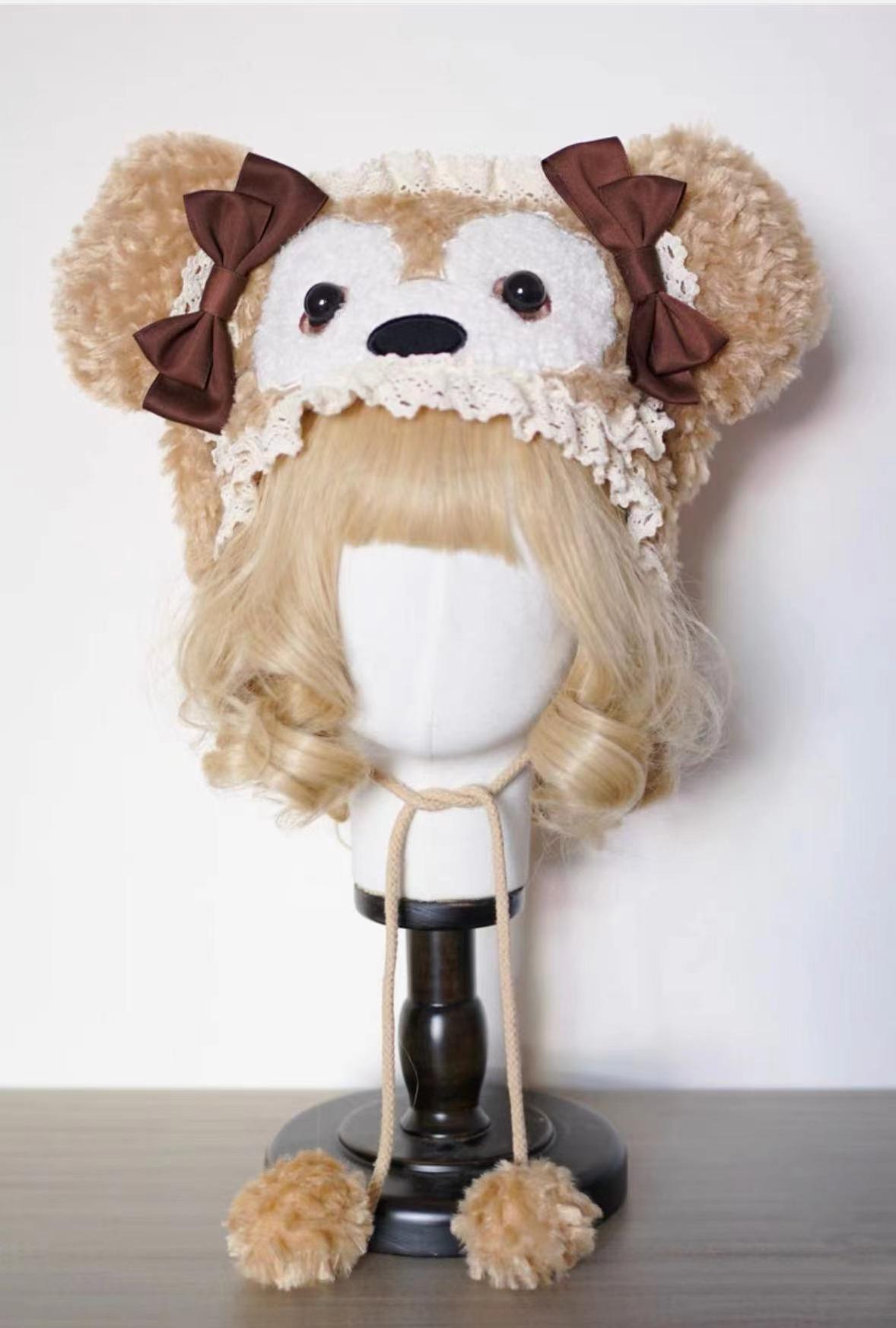 MAID~Winter Lolita Plush Hat Little Fox Earmuff Coffee brown  