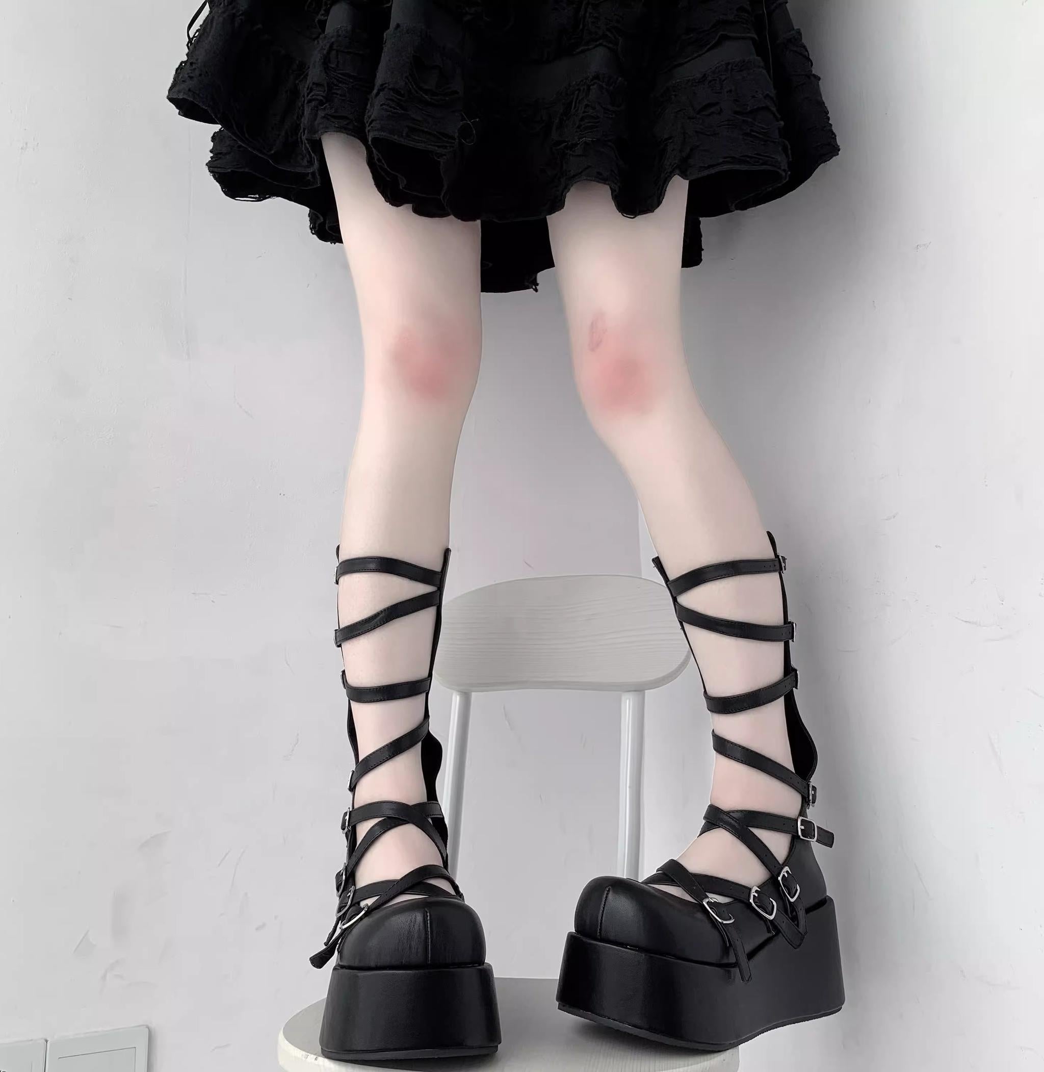 Gothic Doll - Gothic Lolita Platform Shoes, Adjustable Shoe Straps 45140:837041