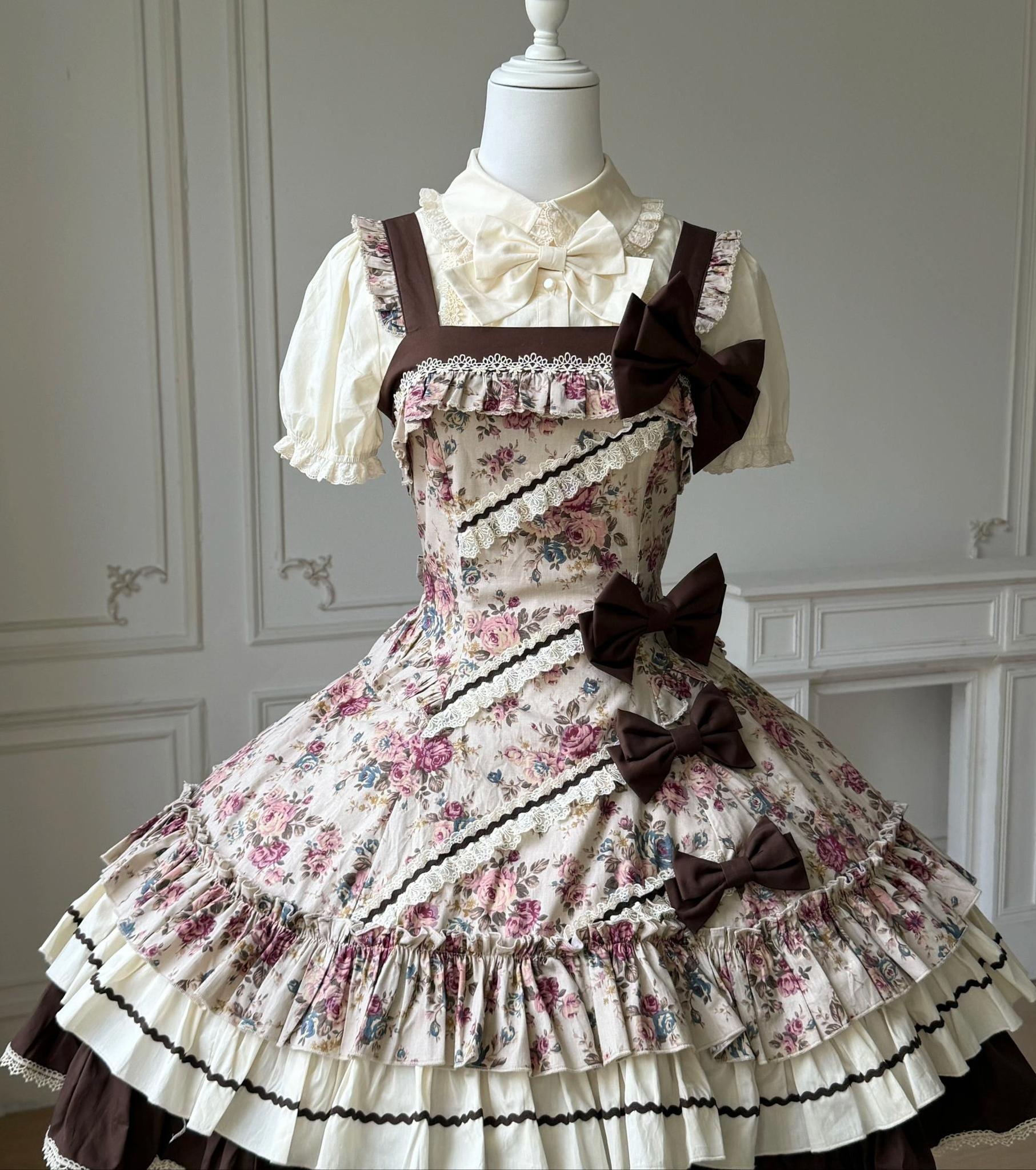 Alice in the Mirror - Albion Reverie - Floral Printed Old School Lolita JSK, Bust-Supporting Dress 44299:802757