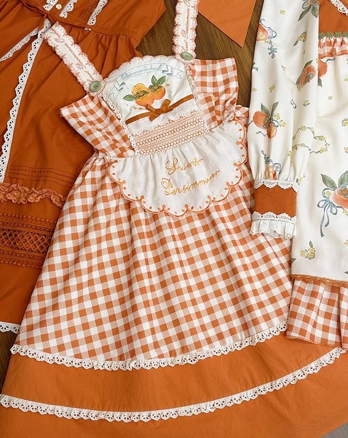 Mademoiselle Pearl~Persimmon~Autumn Persimmon Print Lolita OP JSK SK Dress 29100:396066