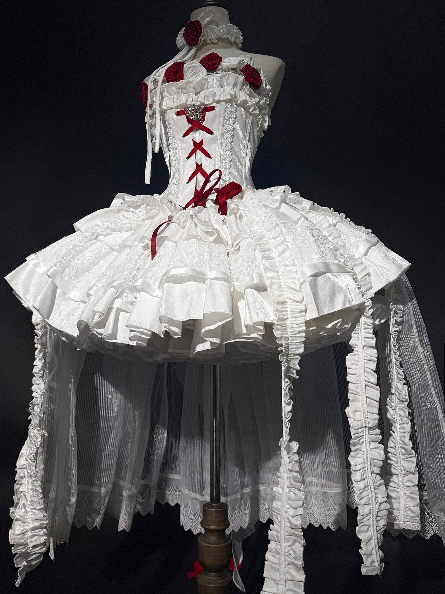 The Forbidden Garden - Gothic Lolita JSK Dress, Detachable Rose Accessories