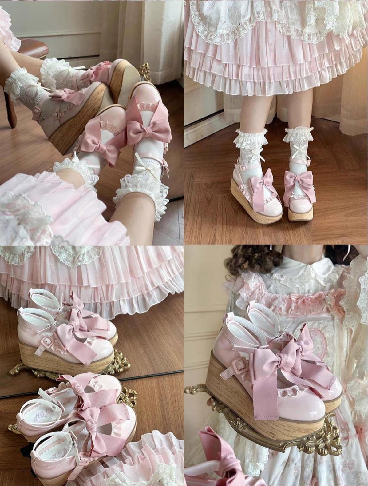 MODO - Shaking Platform - Kawaii Lolita Platform Heels Shoes, Detachable Bow 43860:787780