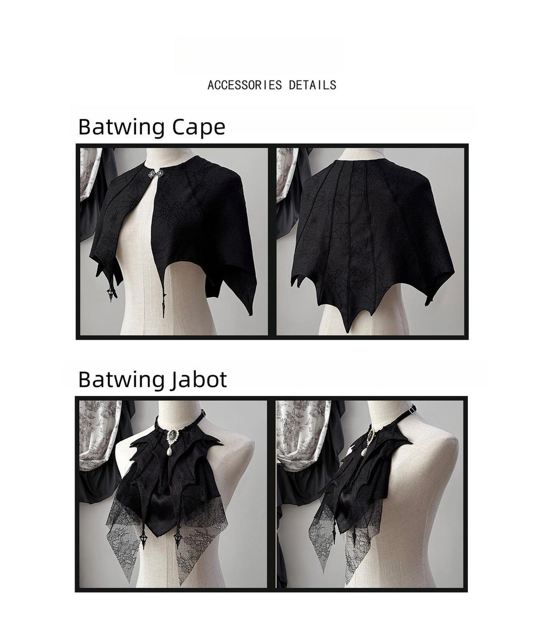 Muppet Mind Ben~Garden Witch~Gothic Lolita Dress Outfit Pointed Collar OP Batwing Cape 41414:772169
