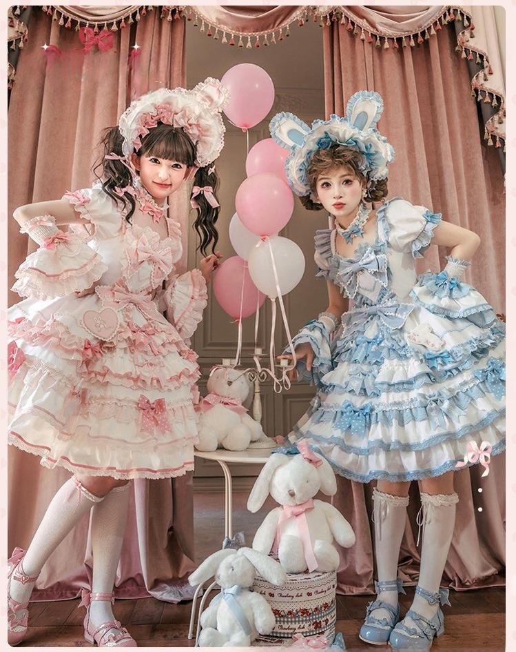 Mademoiselle Pearl~Bow Rabbit~IP Collab Sweet Lolita OP in Multiple Styles