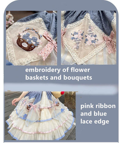 (BFM)Shuangsheng Dream Island~Country Lolita Dress OP Bouquet Embroidery   