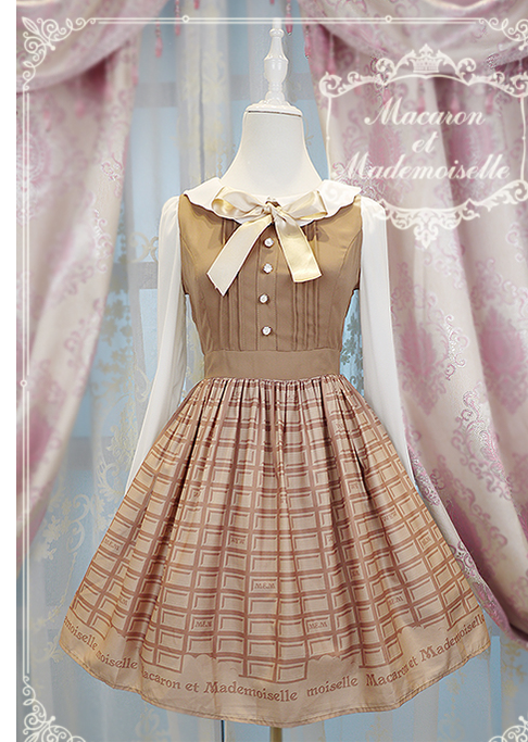 Chess Story~Le chocolat~Elegant Lolita OP Dress Plaid Print Multicolor S milk tea 