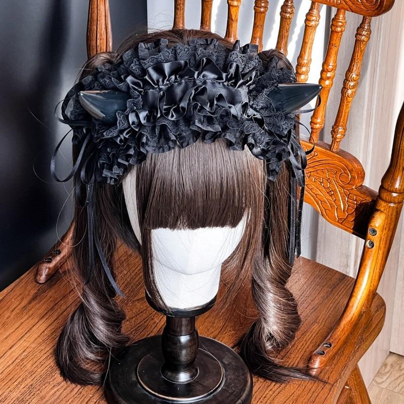 MAID - Gothic Lolita Halloween KC Devil Horn Hairband Customizable Color