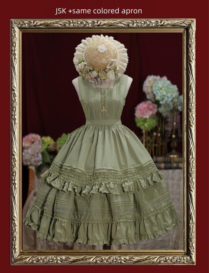 Tiny Garden~Nocturne Reminiscence~Elegant Lolita JSK Dress Multi-Wear Apron Dress Set   