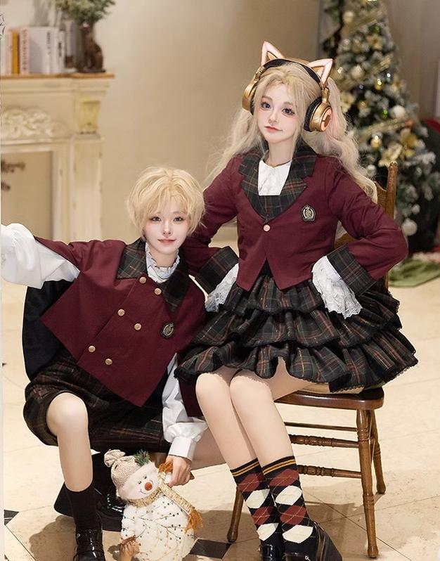 CastleToo~Christmas Limited~Ouji Lolita Suit Salopette Cape Mid-length Pants   