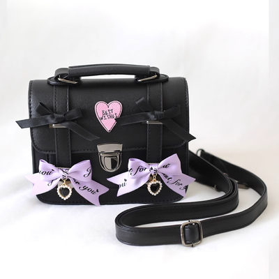 Xiaogui~Sweet Lolita Cross-Body Bag College Style Shoudler Bag Black-purple (with adjustable shoulder straps)  