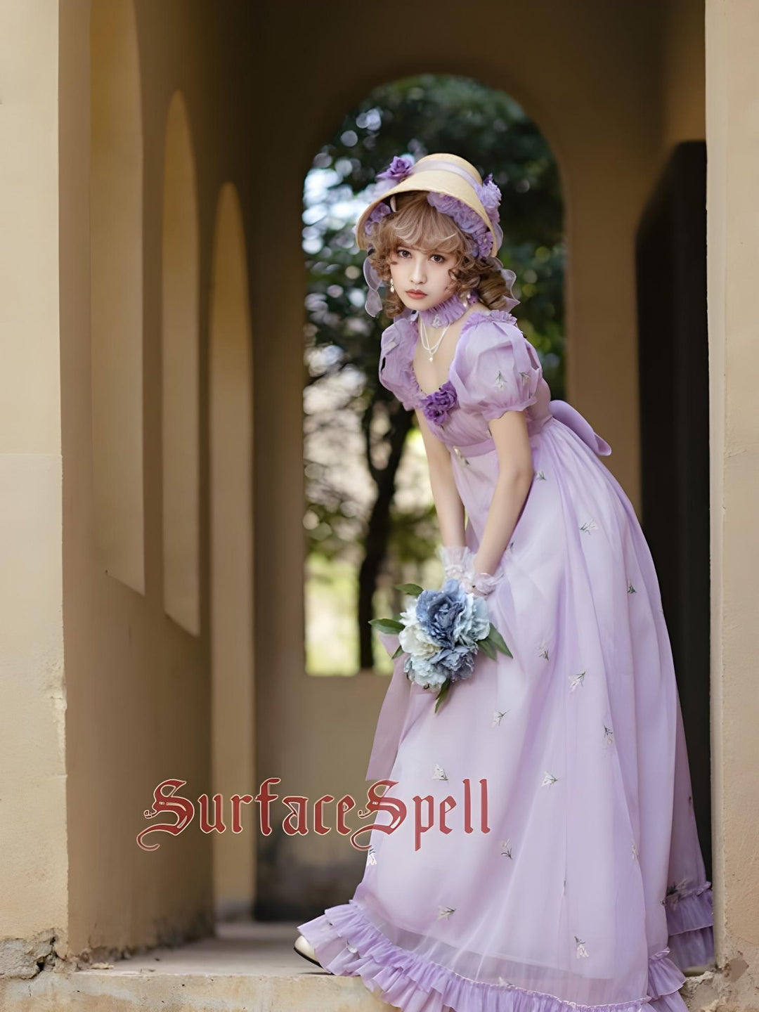 Surface Spell~Spring Rendezvous~Vintage Lolita OP Dress Embroidered Empire Waist Dress   