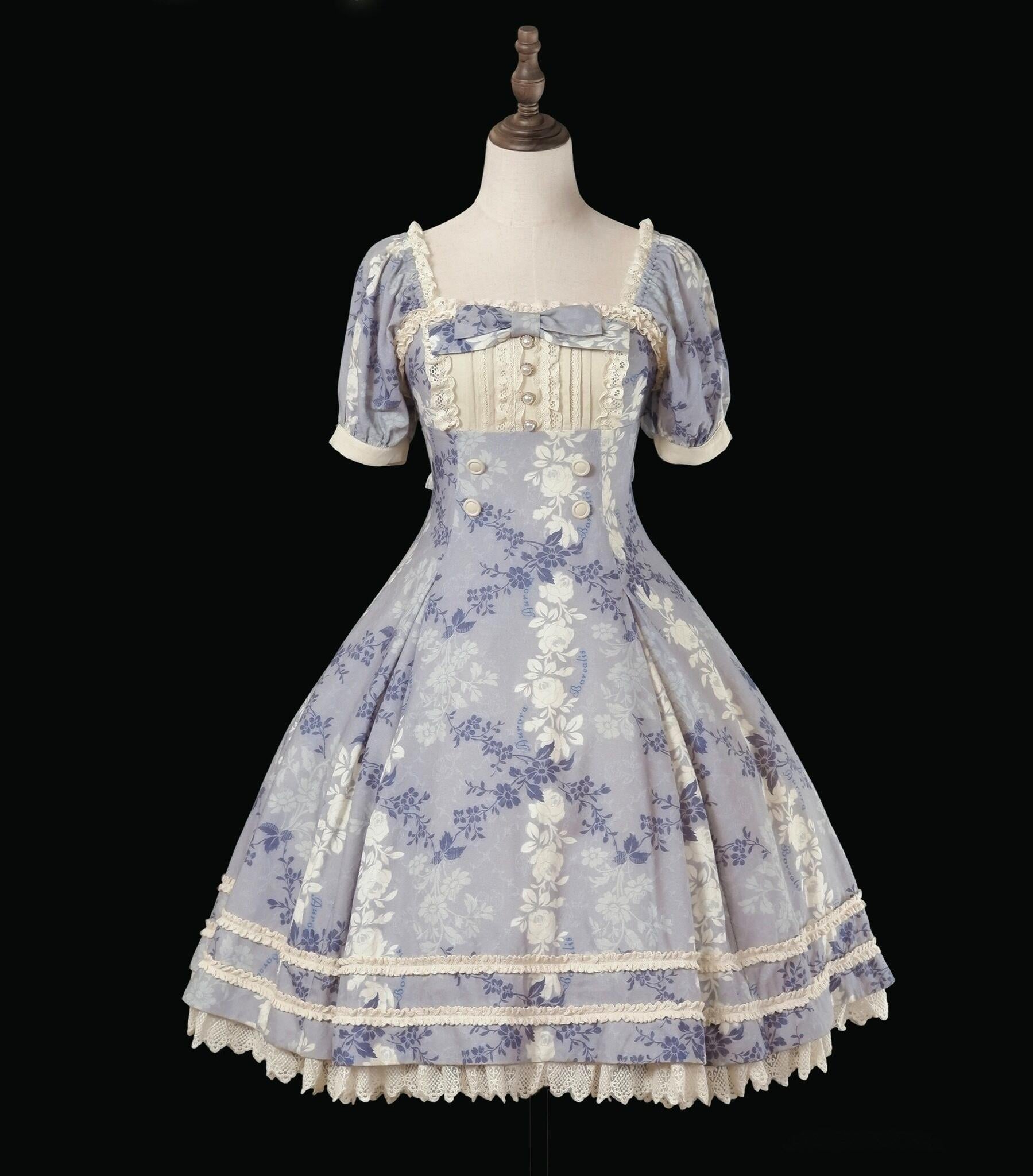 When flowers bloom - Classic Lolita Printed Dress, Ruffles & Bow 45181:838899