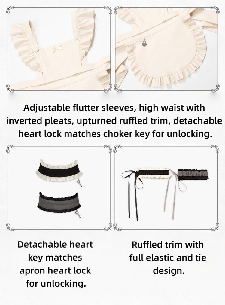 With PUJI - Suki - Maid Lolita OP Set, Detachable Apron, Juliet Sleeve