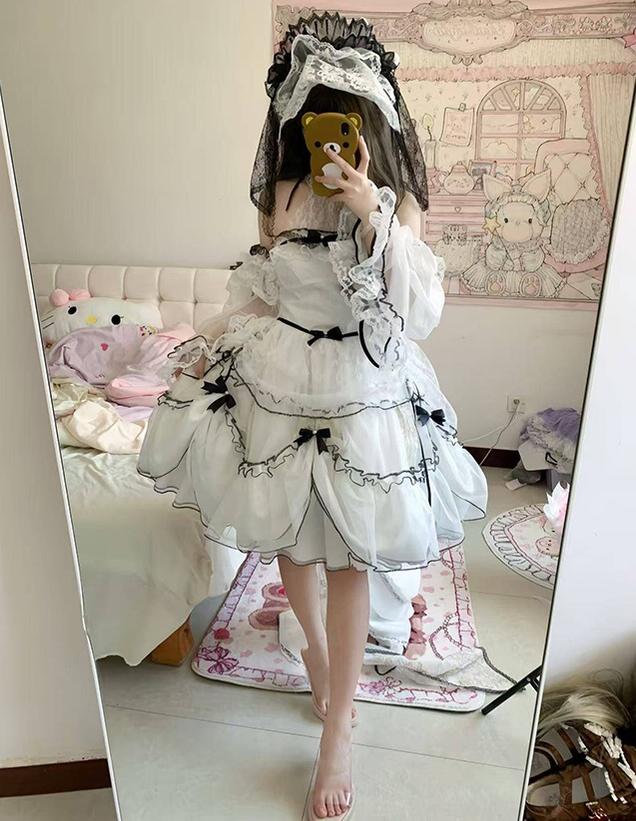 Daydream Whisper - Layered Poem - Wedding Sweet Plus Size Lolita JSK Dress Set 44159:797648