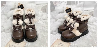 Beauty Bunny~Furry Bear~Winter Cute Lolita Shoes Short Snow Boots   
