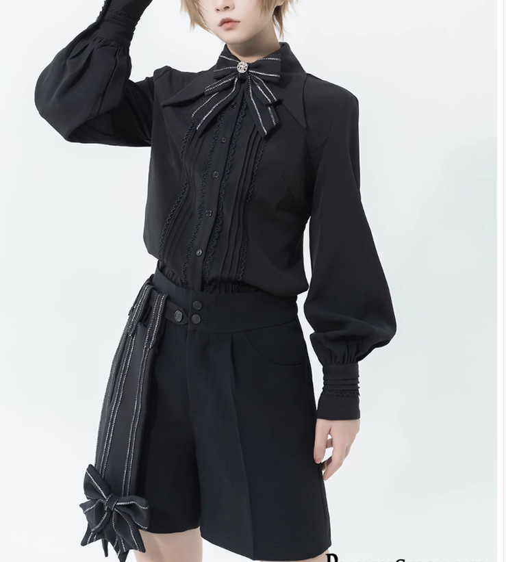 Princess Chronicles - ShenYao - Ouji Vintage Lolita Black Bow Shorts