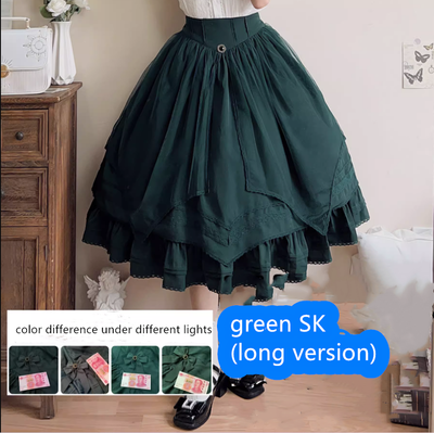 (Buyforme)Uncle Wall Original~Rich Girl~Elegant Lolita SK and Shirt S green SK (long version) 