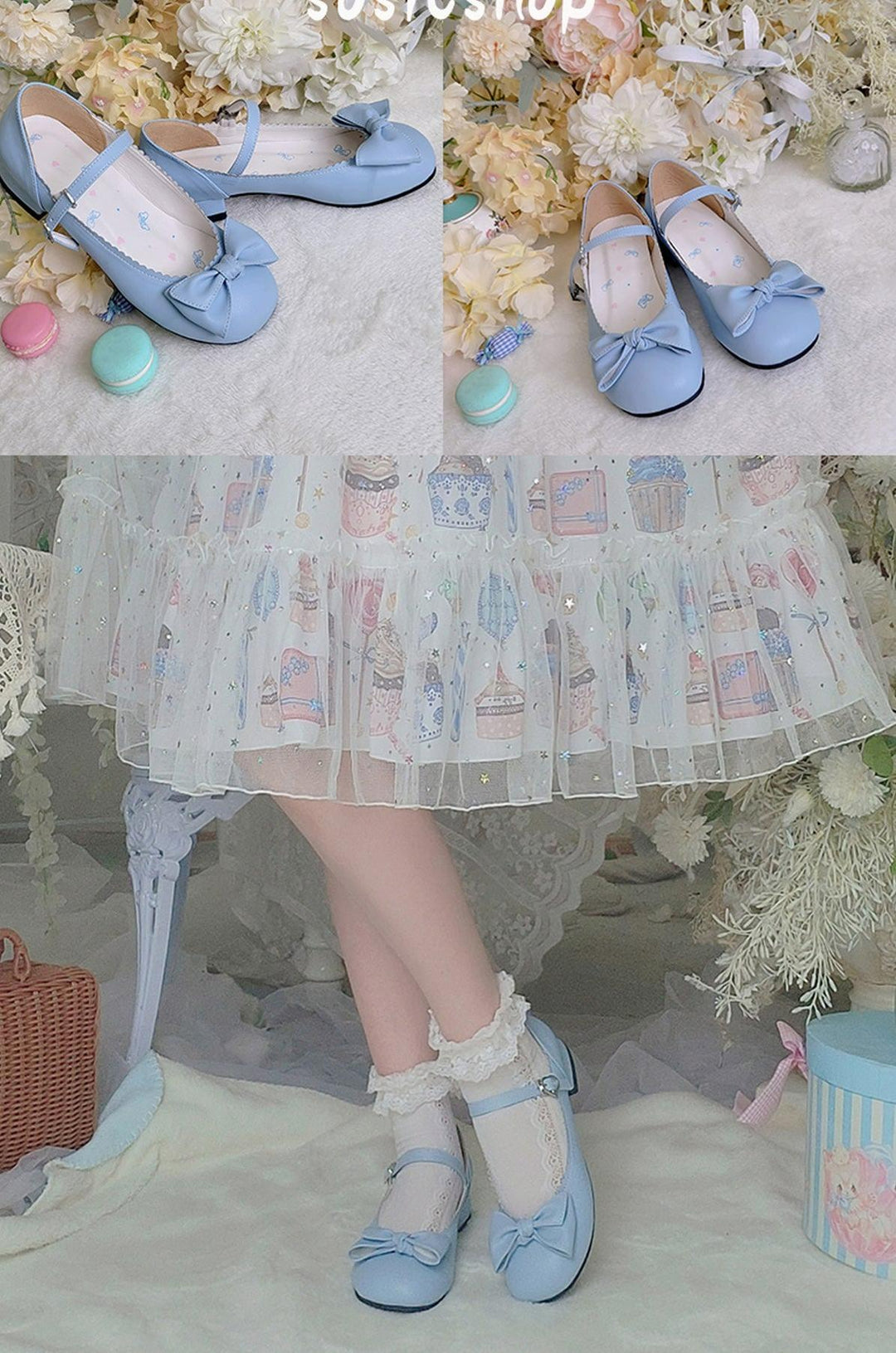 Sosic~Kawaii Lolita Bow Falt Shoes