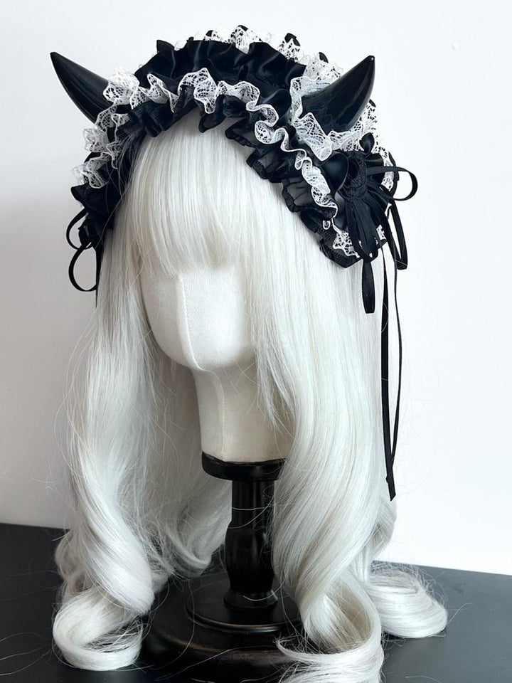 MAID~Gothic Lolita Halloween KC Devil Horn Hairband Customizable Color