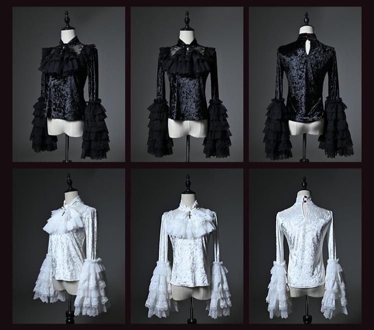 TALEBRINGER - The Sanguivorous Clan 2.0 - Gothic Lolita Coat, Blouse & SK (Black White / L M S XL XS) 44090:794637