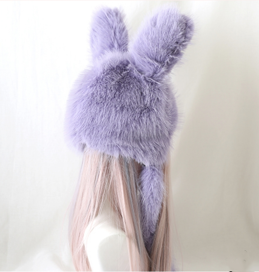 Xiaogui - Sweet Lolita Hat Bunny Ear Plush Warm Headwear