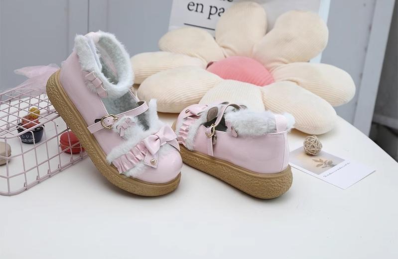 Fairy Godmother~Winter Girly Lolita Shoes Lolita Ankle Strap Shoes 32692:402420