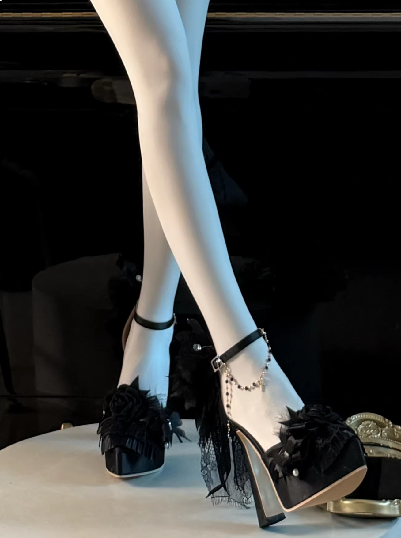 Feather Spirit - Classic Lolita Heel Shoes, Feather Decoration 44798:823040