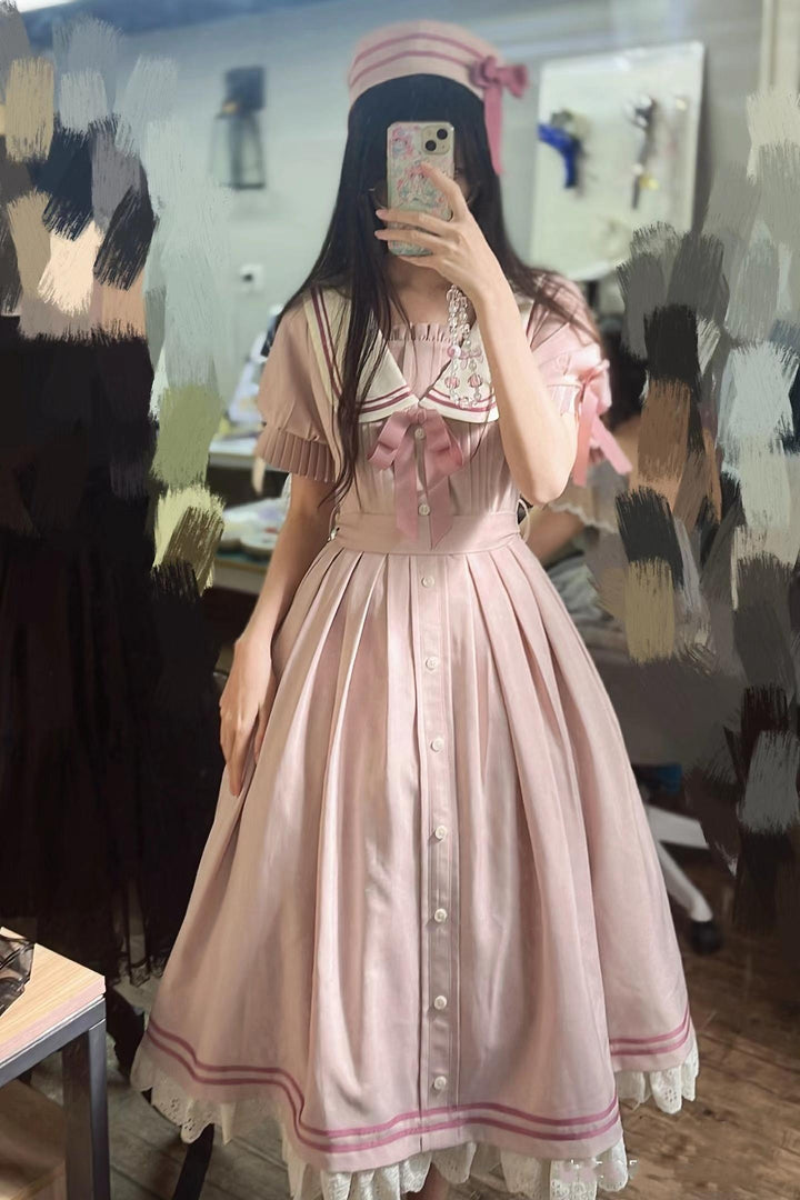 KOMOMO~Enchanted Girl~Sailor Lolita Dress Pink OP S Long OP Dress 