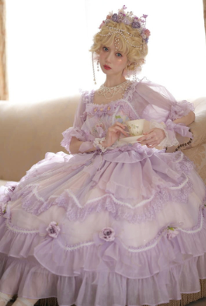 Cat Fairy~Miss Molly~Wedding Lolita Short Sleeved Chiffon OP   