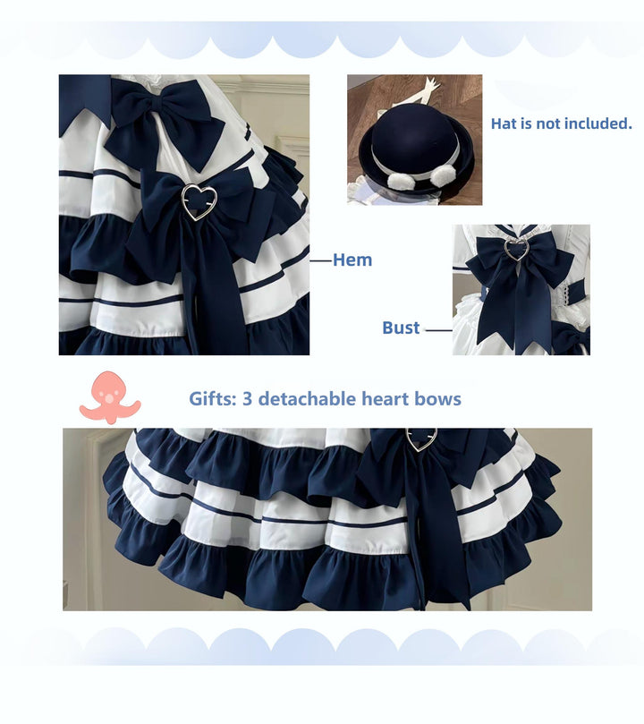 Platycodon House~Going to the Sea~Sailor Lolita OP Youth Lolita JSK Tiered Dress