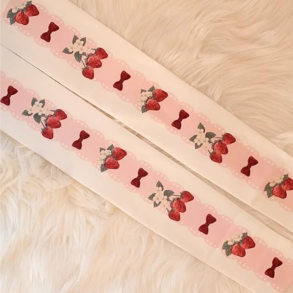 Roji Roji~Strawberry Bow~Print Llita Pantyhose Strawberry Bow 120D Velvet Tights   