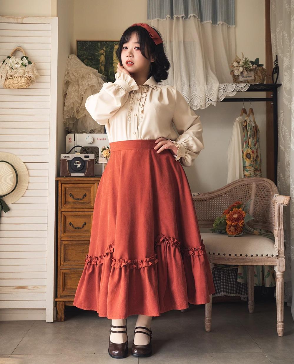 Elegant Lolita Skirt Retro Classic Petal Swing Skirt