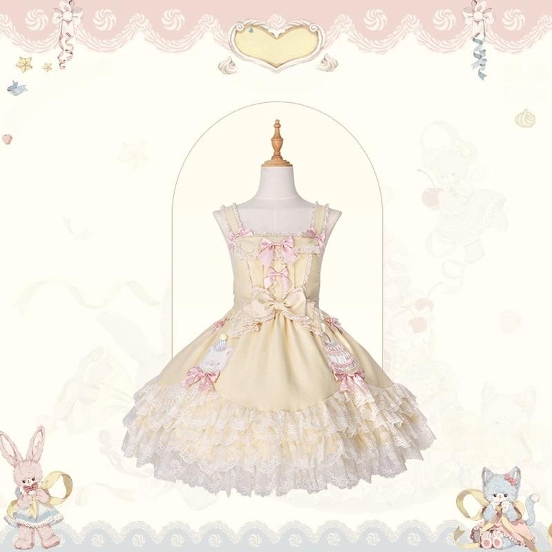 Mademoiselle Pearl~Wedding Cake~Sweet Lolita Dress Suit Printed JSK (L M S XL XS) 41400:695328