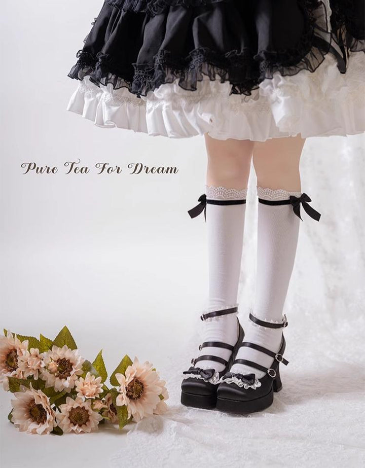 Pure Tea For Dream~Maiden Fairy Tale~Sweet Lolita Lace Shoes Thick Heel Platform Shoes