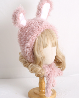 Xiaogui~Kawaii Loliat Cute Rabbit Hat M（56-58cm） smoky pink 