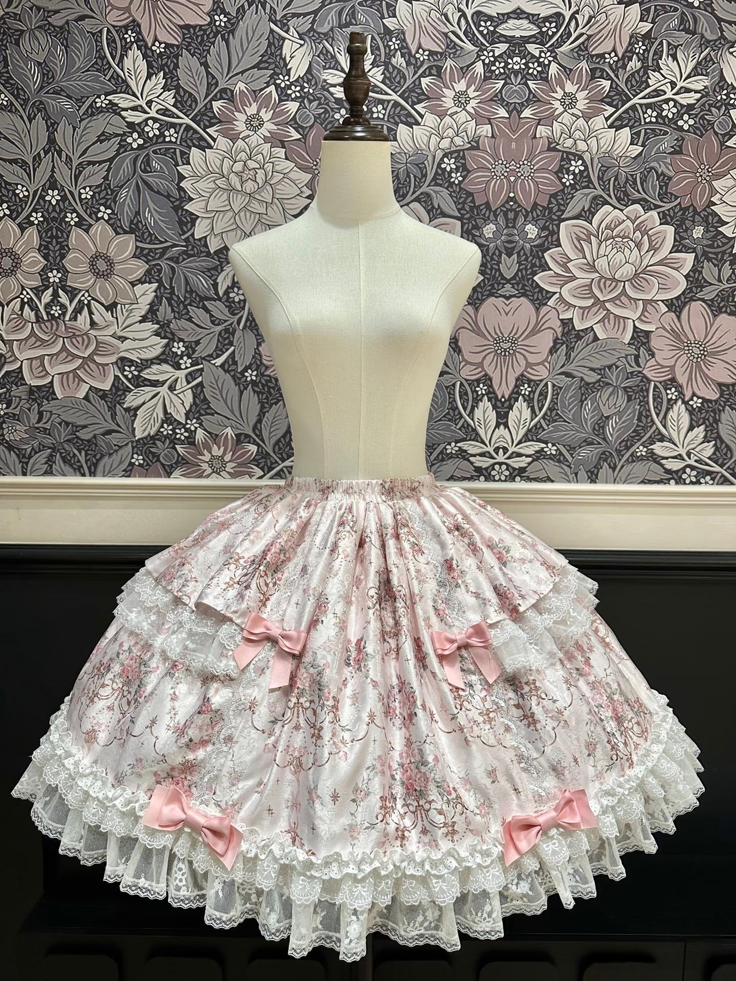 Mengfuzi - FLower in the Mirror - Old-School Lolita Bodice & SK Set, Short-Sleeved OP 44280:802286