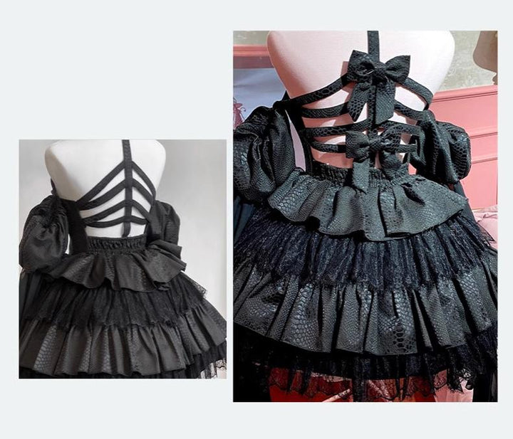 Diamond Honey~Desire Serpent~Gothic Lolita JSK Dress Snake Print Slimming Backless Dress   