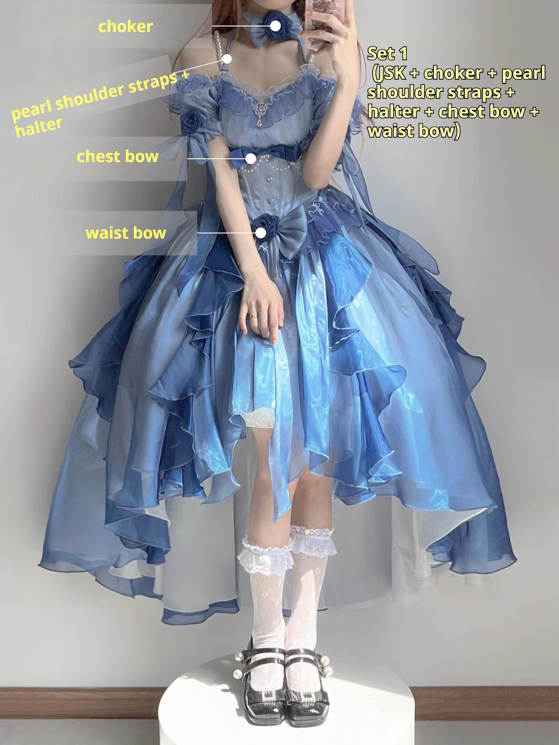 Meowing and fruity - Midsummer Dream - Gradient Color Wedding Lolita JSK Dress Set, Fishbone Waist 44337:803944