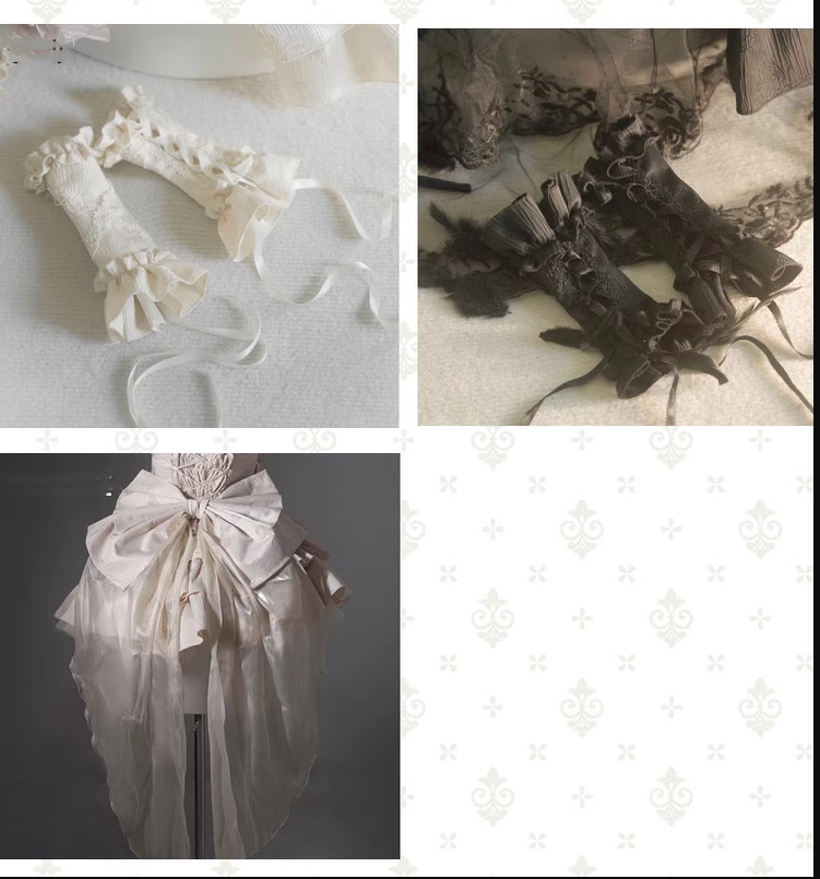 Xingweimian - Sunset Venus - Gothic Lolita Formal Dress Fishbone Waist JSK Dress Set black and blue ribbon cuffs only (2pcs)