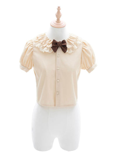 (BFM)DrunkCoco~Hide And Seek~Kawaii Lolita JSK Dress Full Shirring Lolita JSK and Shirt S Blouse - White 