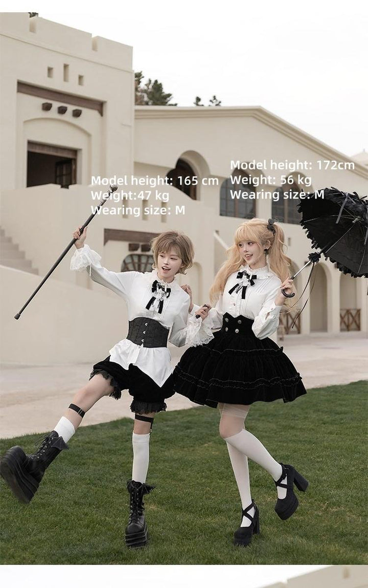 CastleToo~Erosion Heart F-Type~Ouji Lolita Suit Black Velvet Shorts and Skirt 40628:669834