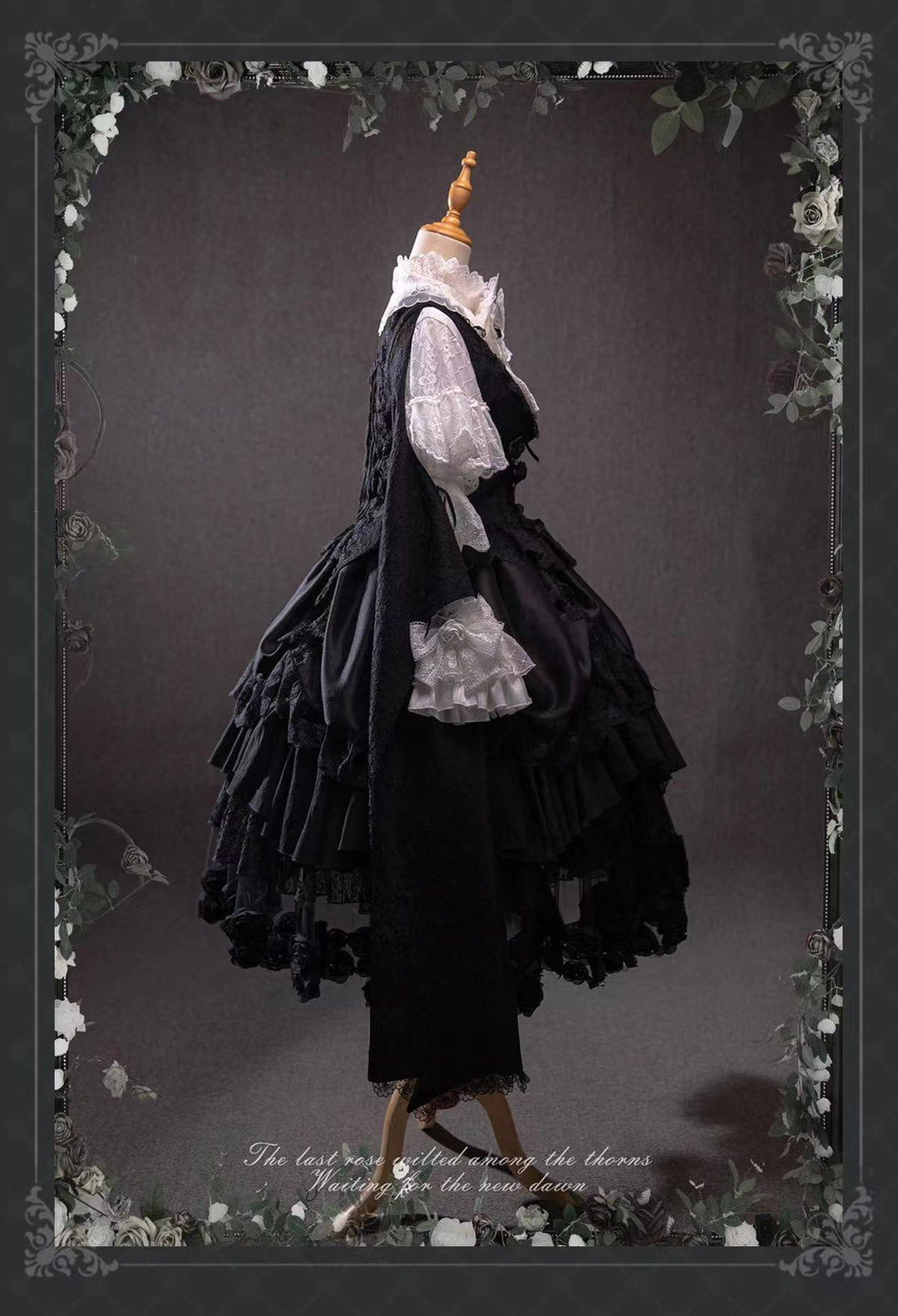 (BFM)Bramble Rose~Rose Deacon~Elegant Lolita Dress Black and White OP