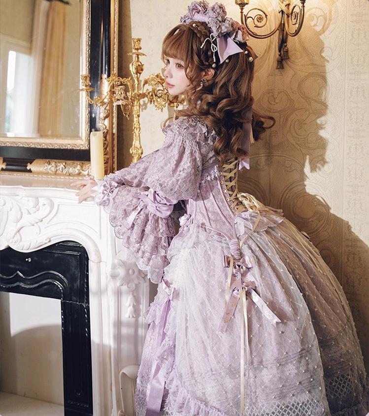 Forvever Purple - Purple Classic Lolita OP, Boning Corset 44357:806200