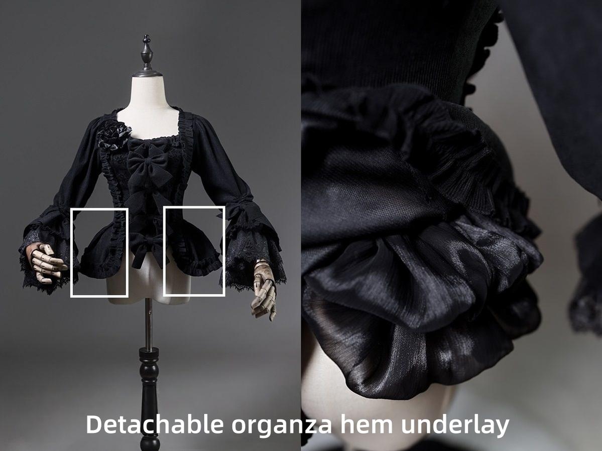 Midnight in Versailles - Gothic Lolita Hime Sleeve Blouse & Floral Skirt 44495:810545