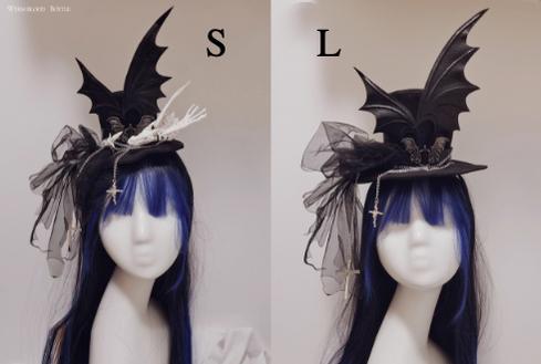 (BFM)LilithHouse~WYRM Breath~Gothic Lolita Top Hat Dragon Wing Suede   