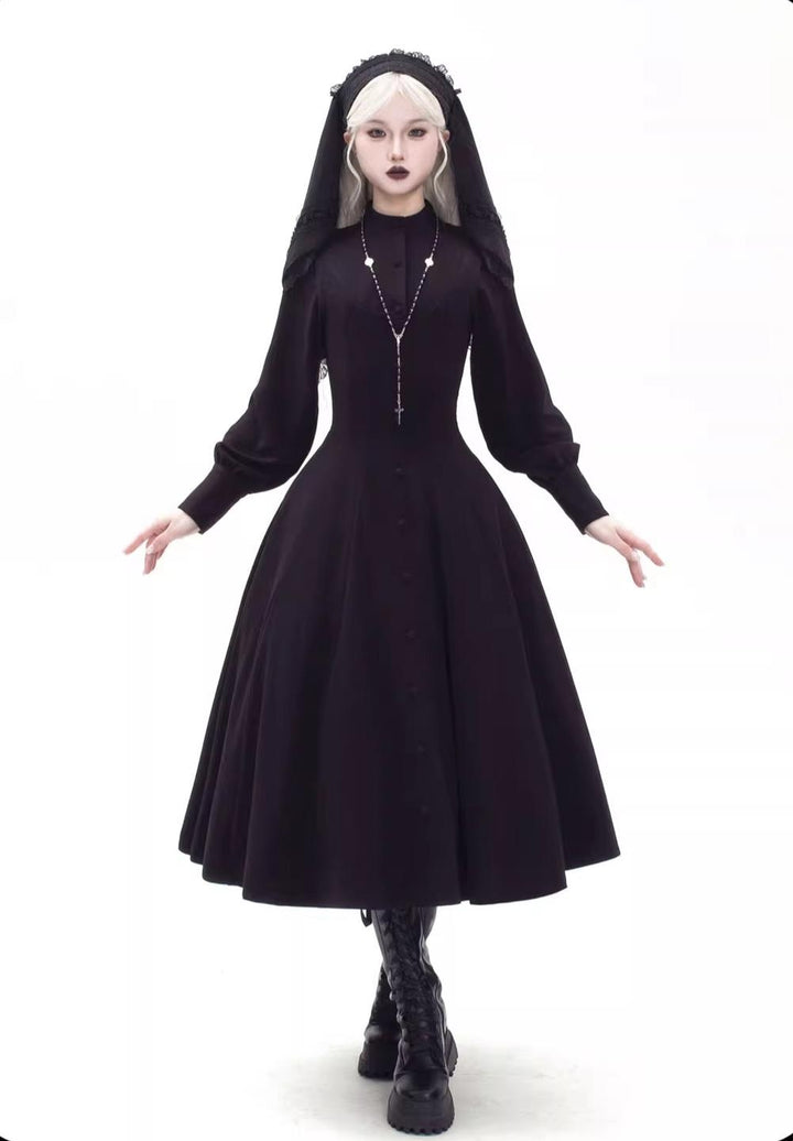 Susin Lolita~Normandy~Gothic Lolita Bust-Supporting JSK Nun Lolita OP Dress