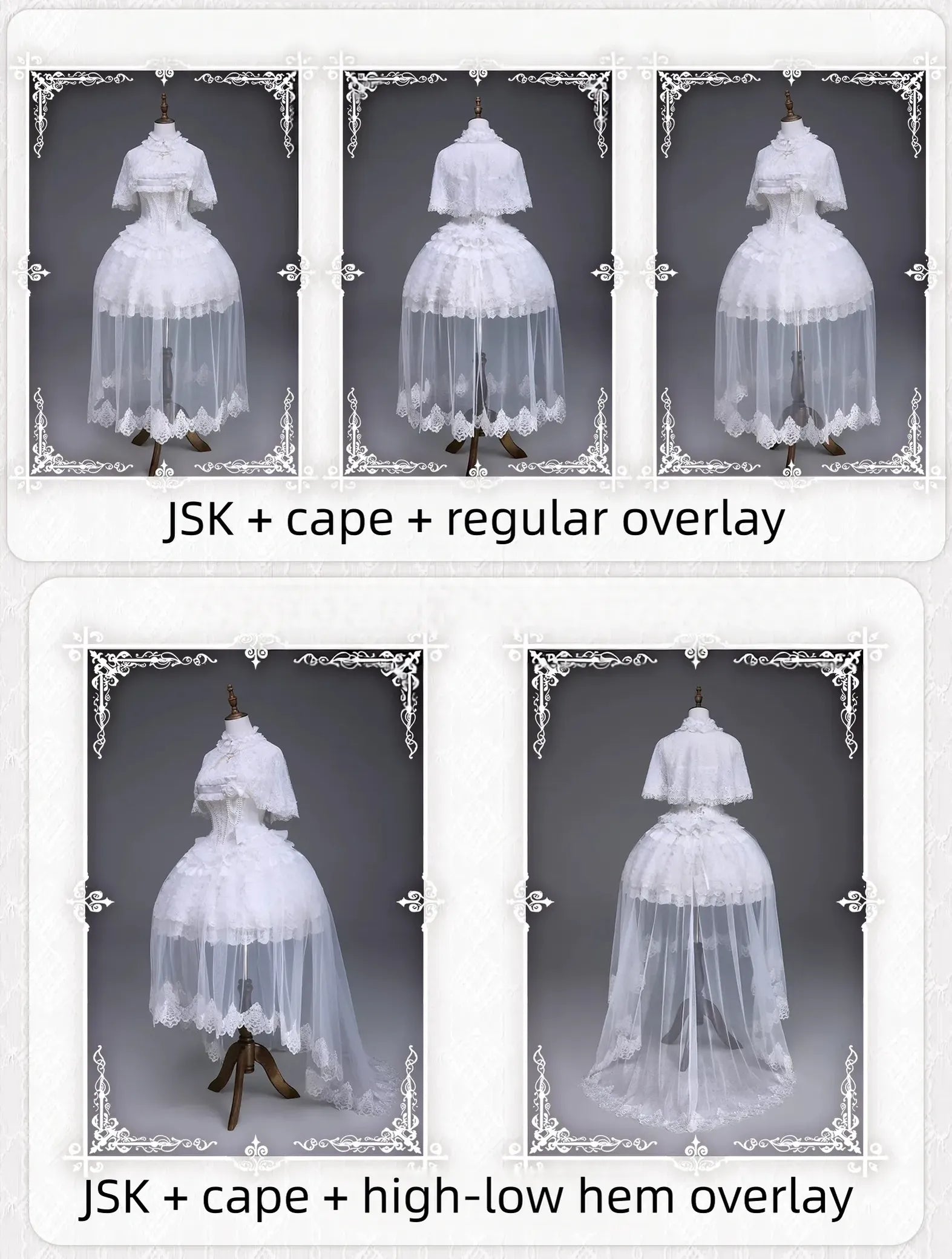 Nameless Snow - Classic Lolita Corset JSK Dress, Detachable Cape 45683:859016