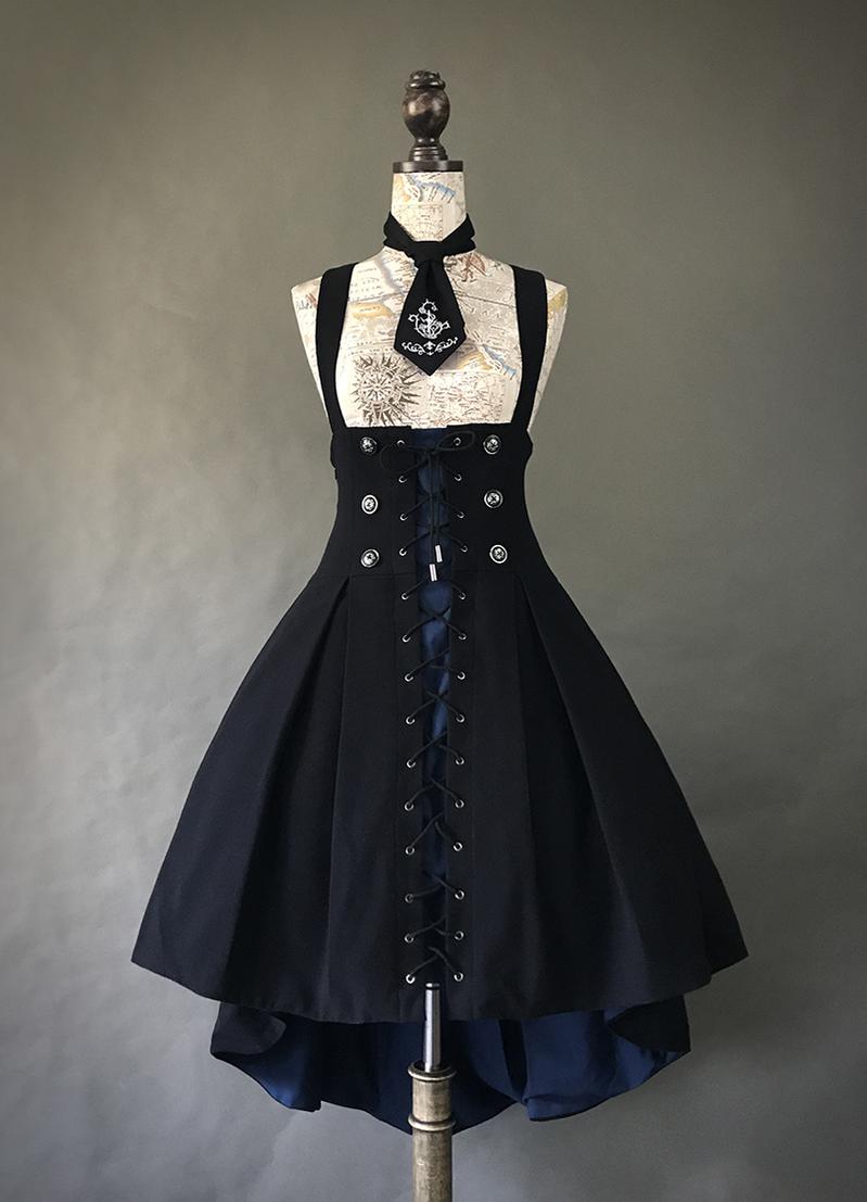 FOXTROT - FranVow - Gothic Lolita Skirt & JSK Suit Black and Blue High-low SK Only Size1