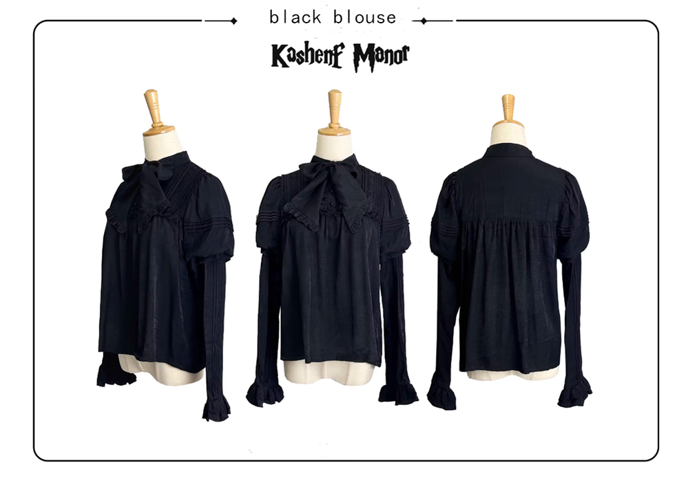 (Buyforme)Little Bear~Gothic Lolita Black and White Striped JSK Set S black blouse 