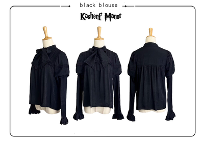 (Buyforme)Little Bear Planet~Gothic Lolita Black and White Striped JSK Set S black blouse 
